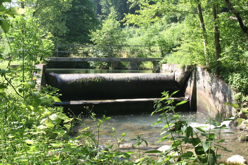 Schlauchwehr- Blick flussaufwärts  Schlauchwehr- Blick flussaufwärts